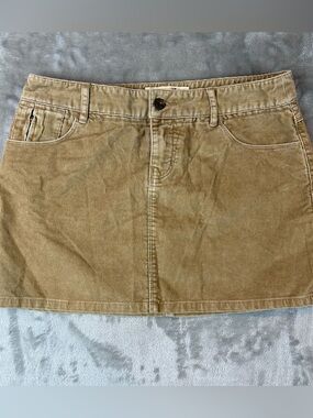Vintage 90s/Y2K London Jean Corduroy Mini Skirt - Tan / Khaki Sz 4